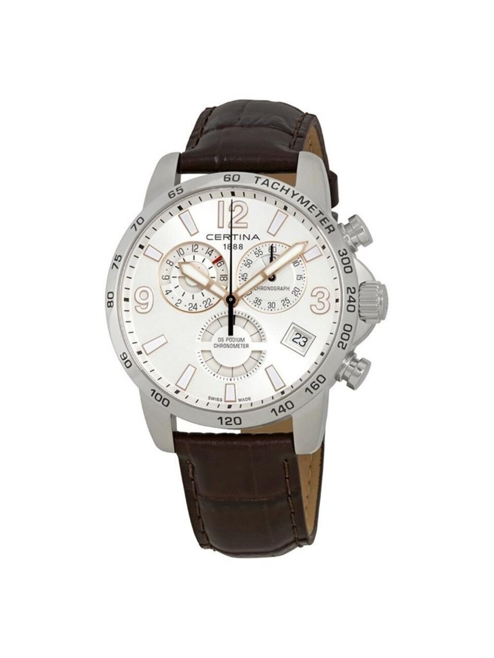 NWT Certina DS Podium Chronograph Silver Dial Men's GMT Watch